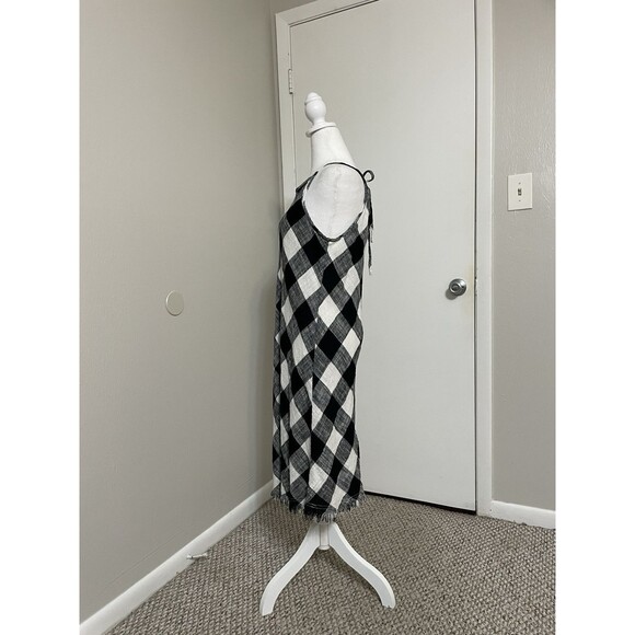 Philosophy Gingham Dress Black & White 6 Halter Linen Blend Lined Cocktail NWT - Picture 4 of 14